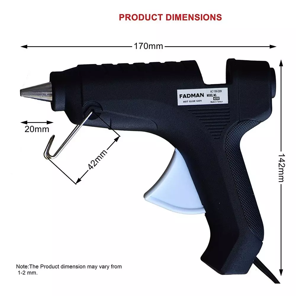 Fadman 40 W Hot Melt Glue Gun with 4 Sticks Standard Temperature Black 11 mm Stick Dia., 004-BLACK40WT-4ST