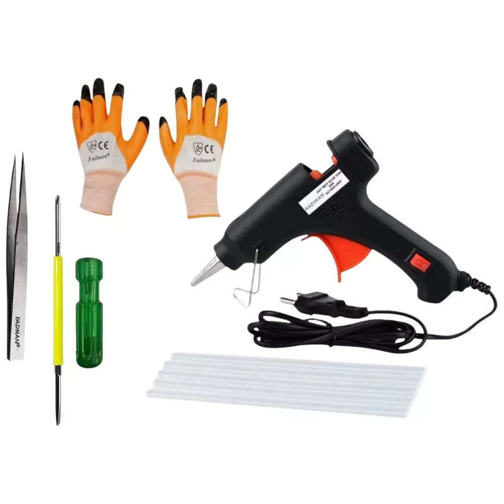 Fadman Standard Temperature 20 W Glue Gun with 5 Sticks Combo Kit Multicolor, GGS5DRH (5 Pcs Tool)