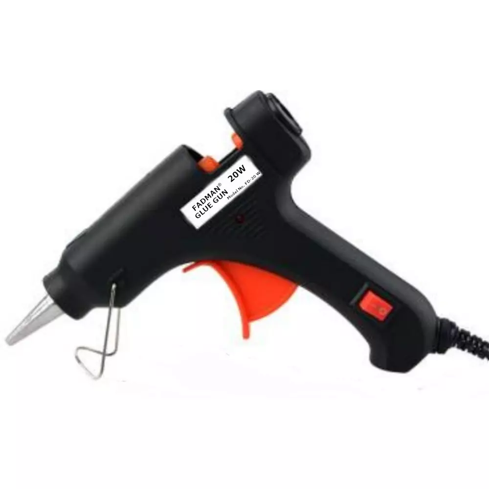 FADMAN Mini 20 W Trigger Feed Glue Gun With 20 Sticks Black 7 mm Dia, FD-20W
