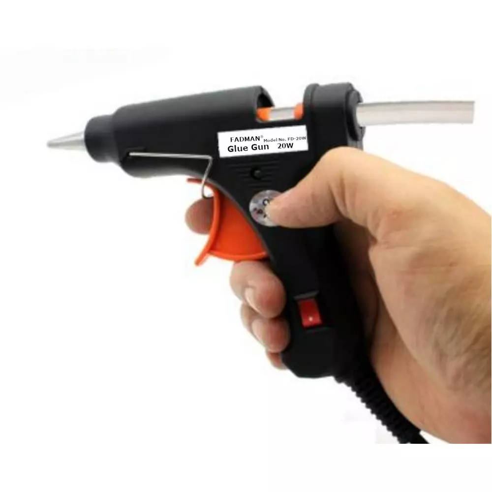 FADMAN Mini 20 W Trigger Feed Glue Gun With 20 Sticks Black 7 mm Dia, FD-20W