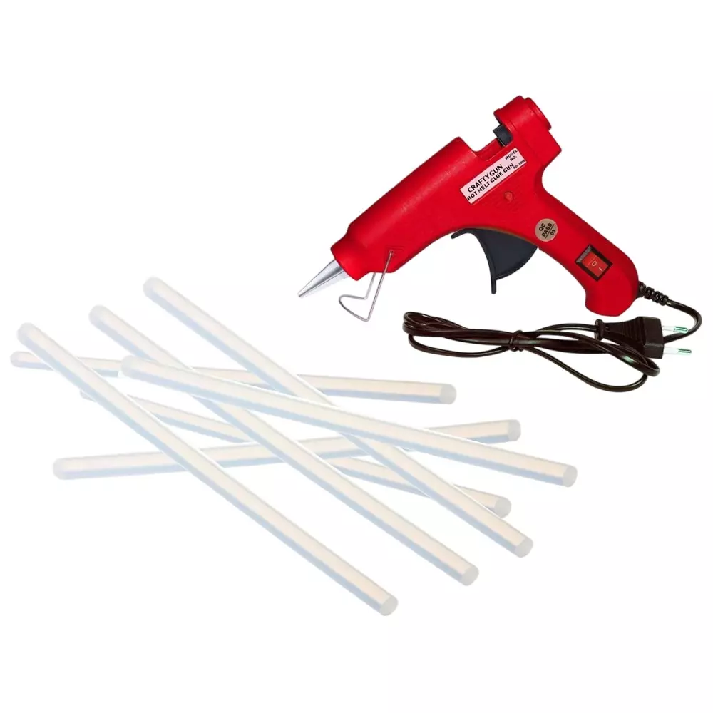 CRAFTYGUN 20 W Glue Gun with 7 Sticks ON OFF Switch & Indicator 7 mm Stick Diameter Red, SH_(RED)MINI-20WWT-7-ST