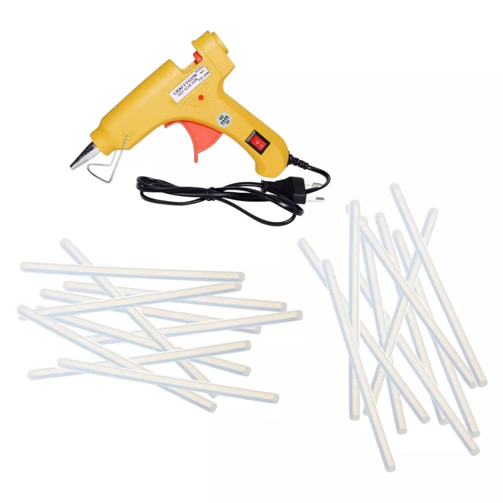 CRAFTYGUN 20 W Glue Gun with 20 Sticks ON OFF Switch & Indicator 7 mm Stick Diameter Yellow, SH_(YEELOO)MINI-20WWT-20-ST