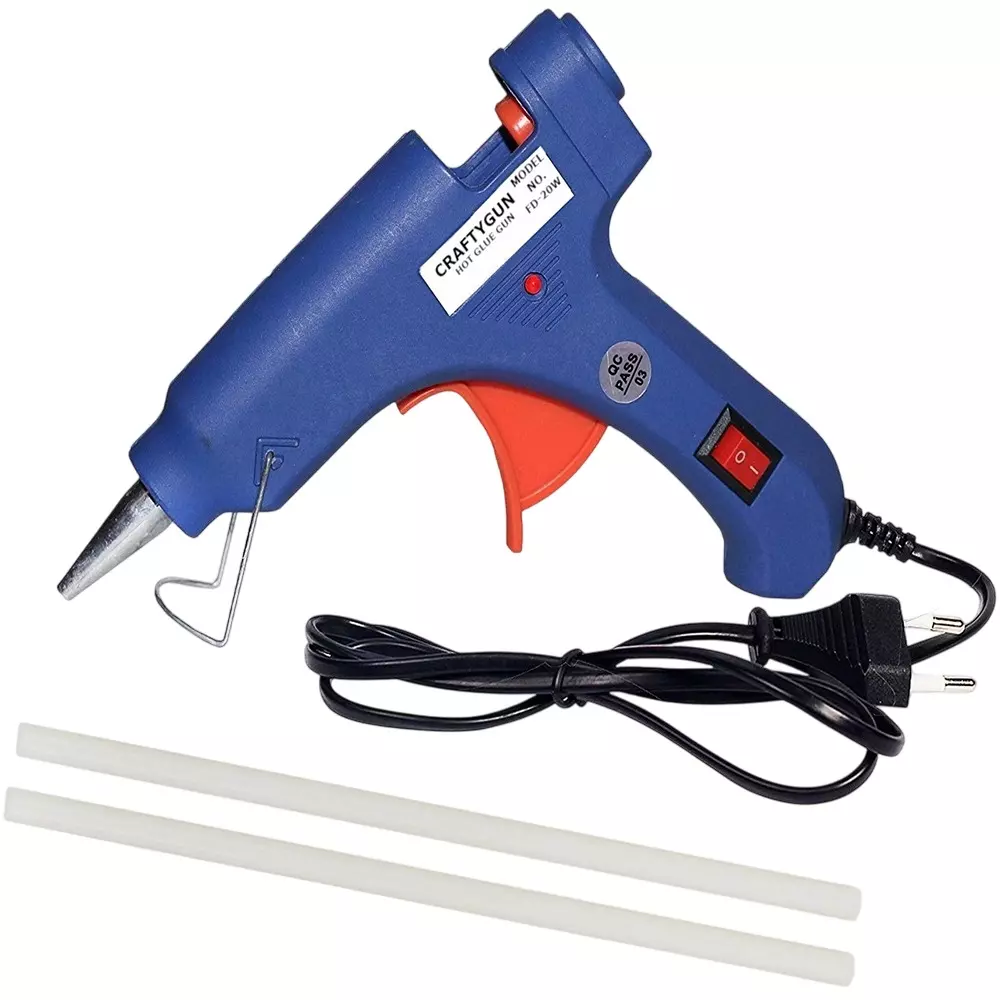 CRAFTYGUN 20 W Standard Temperature Mini Glue Gun with 2 Sticks Blue 7 mm Stick Diameter, BBLLUUEEMINI-2-STKKS