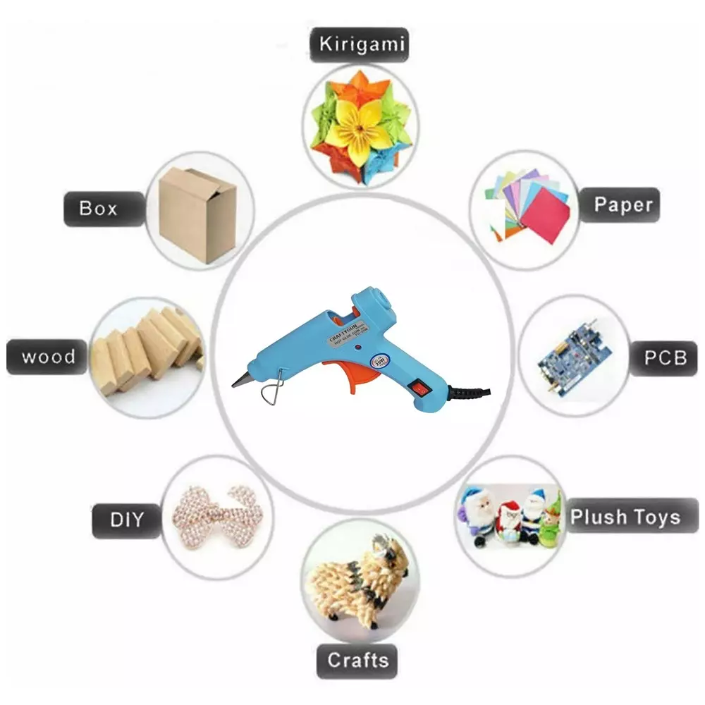 CRAFTYGUN 20 W Mini Glue Gun with 7 Sticks Sky Blue 7 mm Stick Diameter, SH_SSKYBLU--MINI-7-STKKS-20WT
