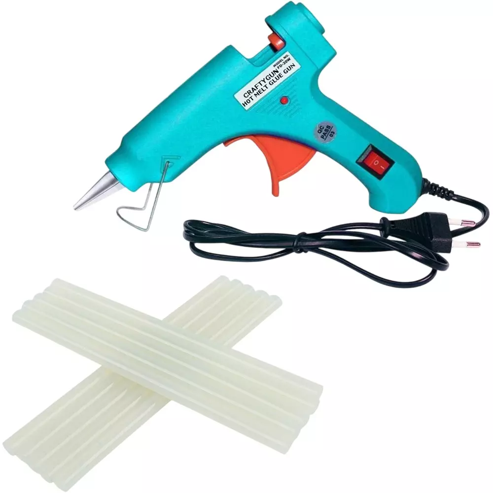 CRAFTYGUN 20 W Mini Glue Gun with 10 Sticks Turquoise 7 mm Stick Diameter, SH_TURQISS--MINI-10-STKKS-20WT