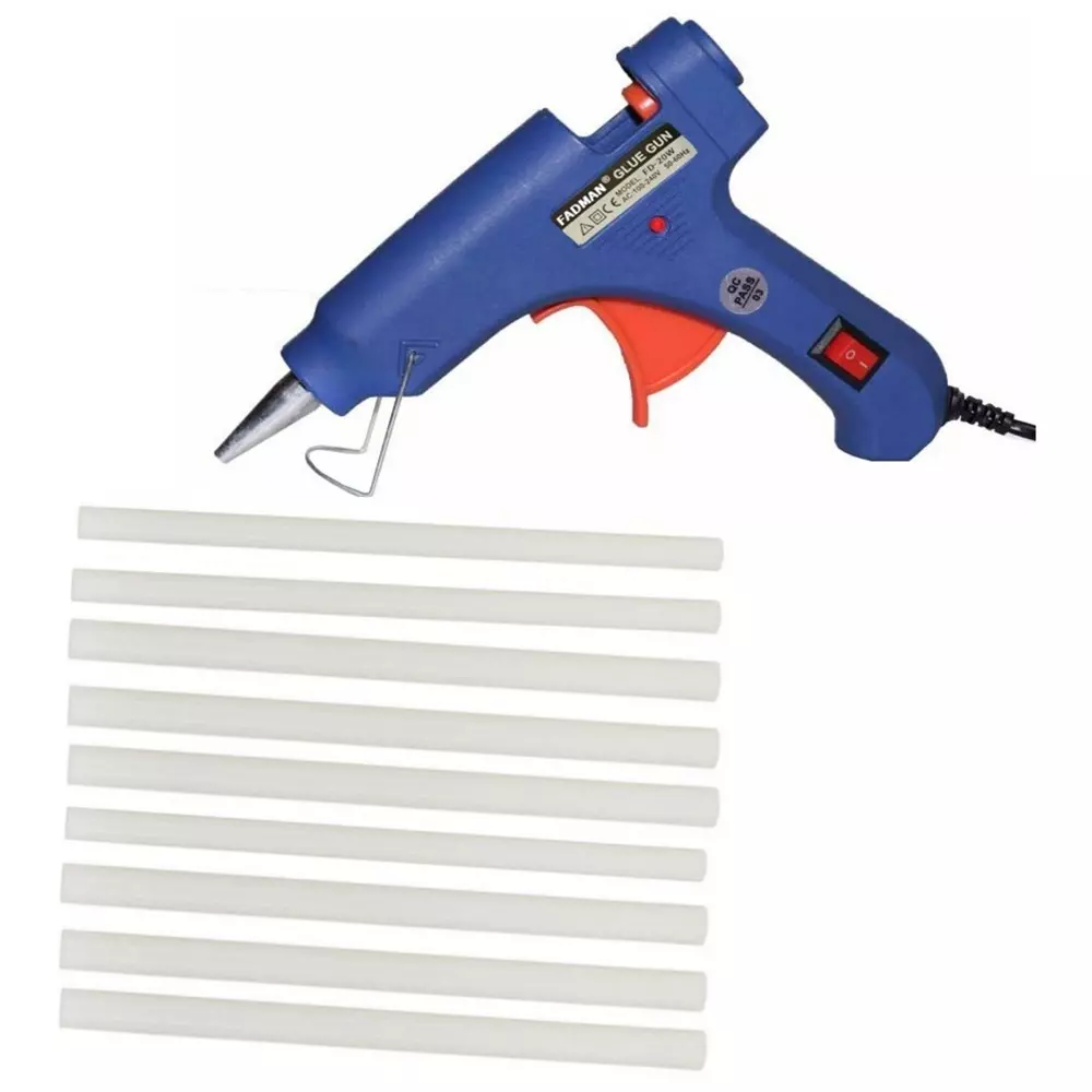 Fadman 20 W Standard Temperature Hot Melt Mini Glue Gun with 9 Stick Blue 7 mm Stick Dia., 9-Bluemini-20wt-9-St