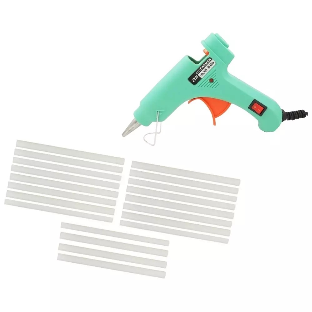 Fadman 20 W Standard Temperature Hot Melt Mini Glue Gun with 20 Stick Turquoise 7 mm Stick Dia., 0063-TURQUOISEMINI20WT-20ST