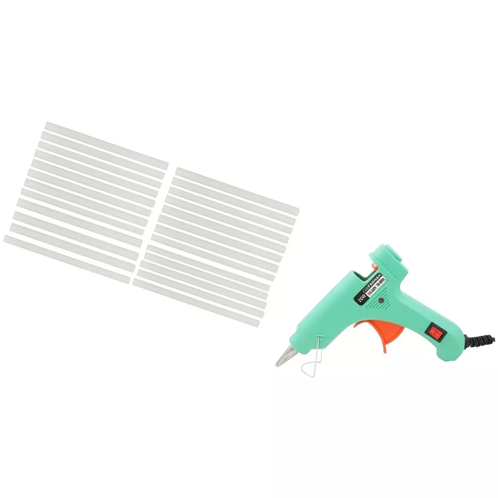 Fadman 20 W Standard Temperature Hot Melt Mini Glue Gun with 25 Stick Turquoise 7 mm Stick Dia., 0064-TURQUOISEMINI20WT-25ST