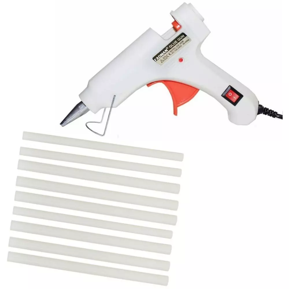 Fadman 20 W Standard Temperature Hot Melt Mini Glue Gun with 9 Stick White 7 mm Stick Dia., 41-Whitemini-20wt-9-St
