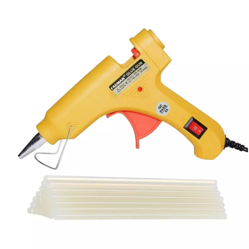 Fadman 20 W Standard Temperature Hot Melt Mini Glue Gun with 20 Stick Yellow 7 mm Stick Dia., 29-Yellowmini-20wt-20-St