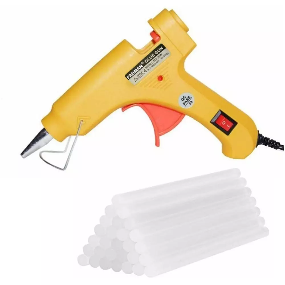 Fadman 20 W Standard Temperature Hot Melt Mini Glue Gun with 30 Stick Yellow 7 mm Stick Dia., 31-Yellowmini-20wt-30-St