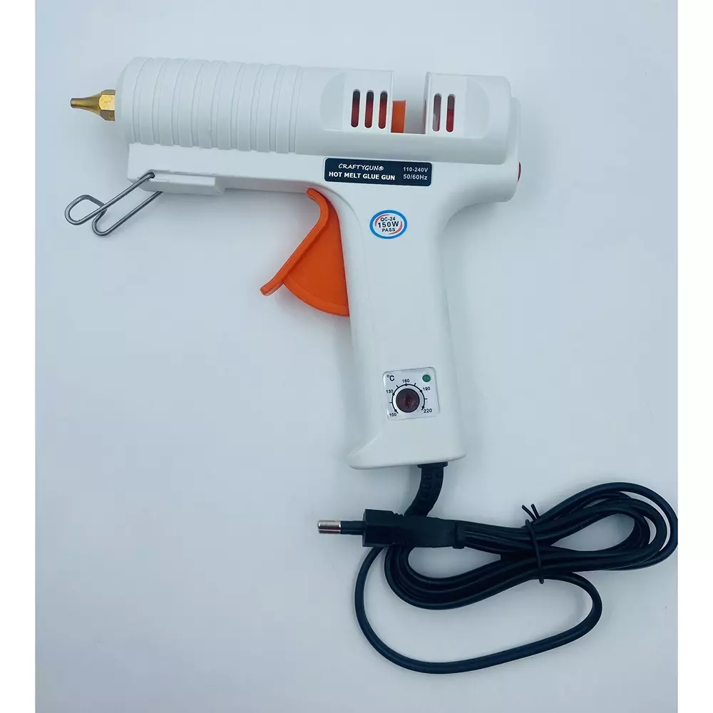 CRAFTYGUN 150 W Glue Gun with 15 Sticks Standard Temperature White 11 mm Stick Dia., CRAFTYGUN (WHITE) (150 WATT) 15 STICKS