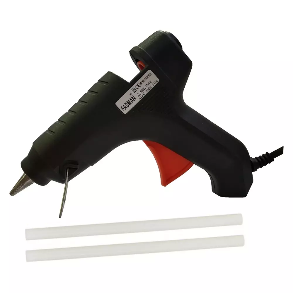 Fadman 40 W Hot Melt Glue Gun with 2 Sticks Black 11 mm Stick Dia., SH_40WATT-NEWBLACK-RED-TRIGGER-(2STCKS)