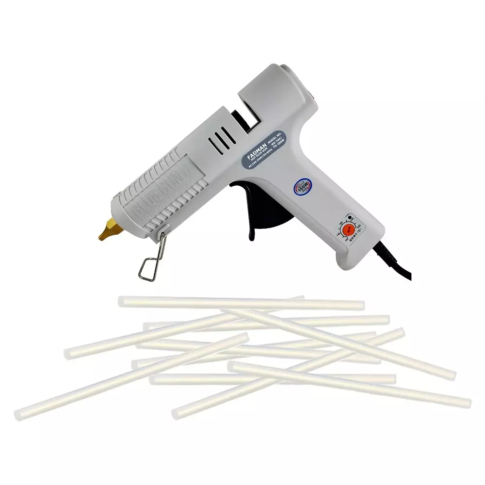 Fadman 150 W Hot Melt Mini Glue Gun with 10 Sticks White 11 mm Stick Dia., SH_150W-(WHITEMAXFADMAN)-10ST
