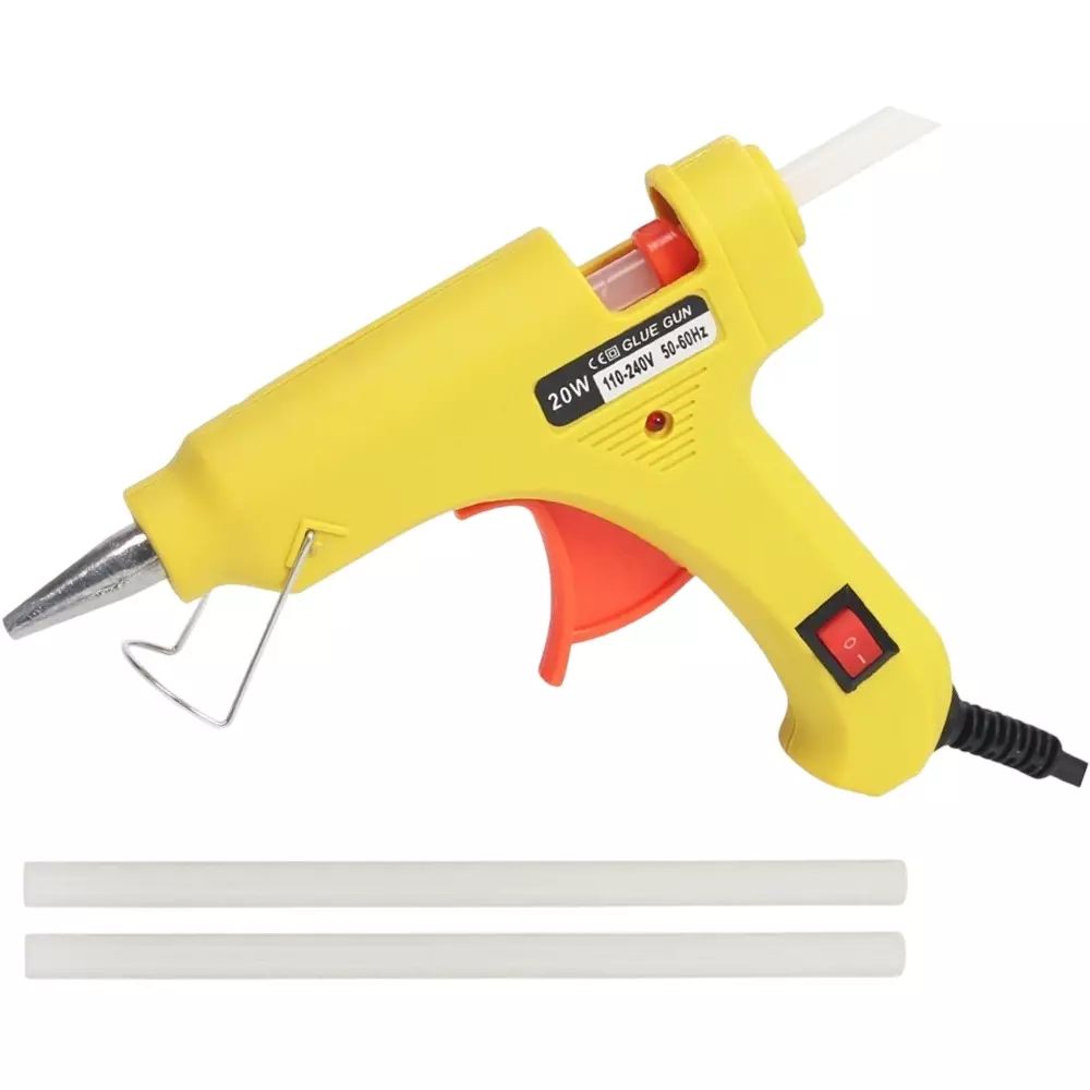 Fadman 20 W Hot Melt Mini Glue Gun with 2 Sticks Yellow 7 mm Stick Dia., SH_MINIYLO2Stick