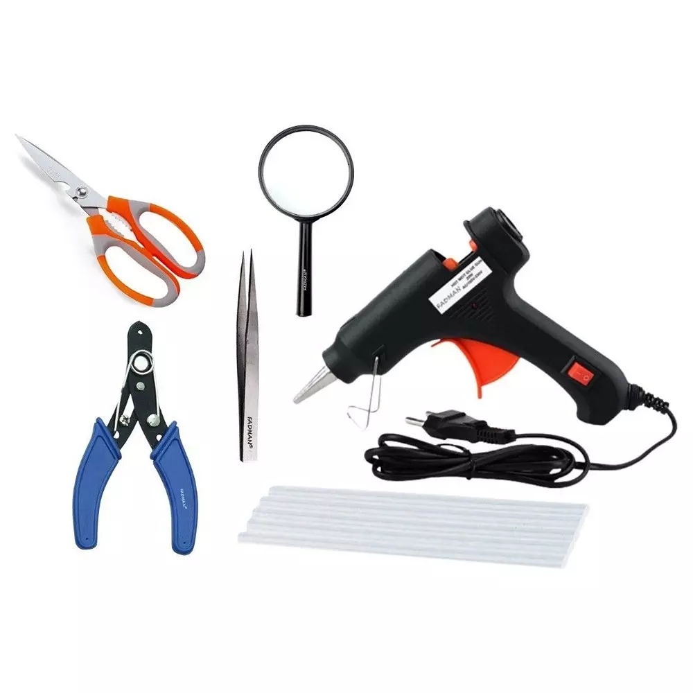Fadman Standard Temperature 20 W Glue Gun with 5 Sticks Combo Kit Multicolor, GGS6KRJI (6 Pcs Tool)