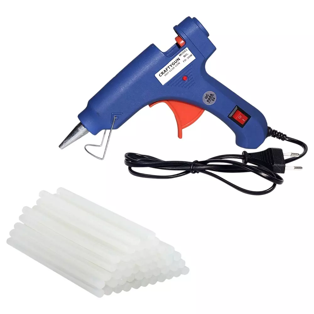 CRAFTYGUN 20 W Standard Temperature Mini Glue Gun with 40 Sticks Blue 7 mm Stick Diameter, BBLLUUEEMINI-40-STKKS