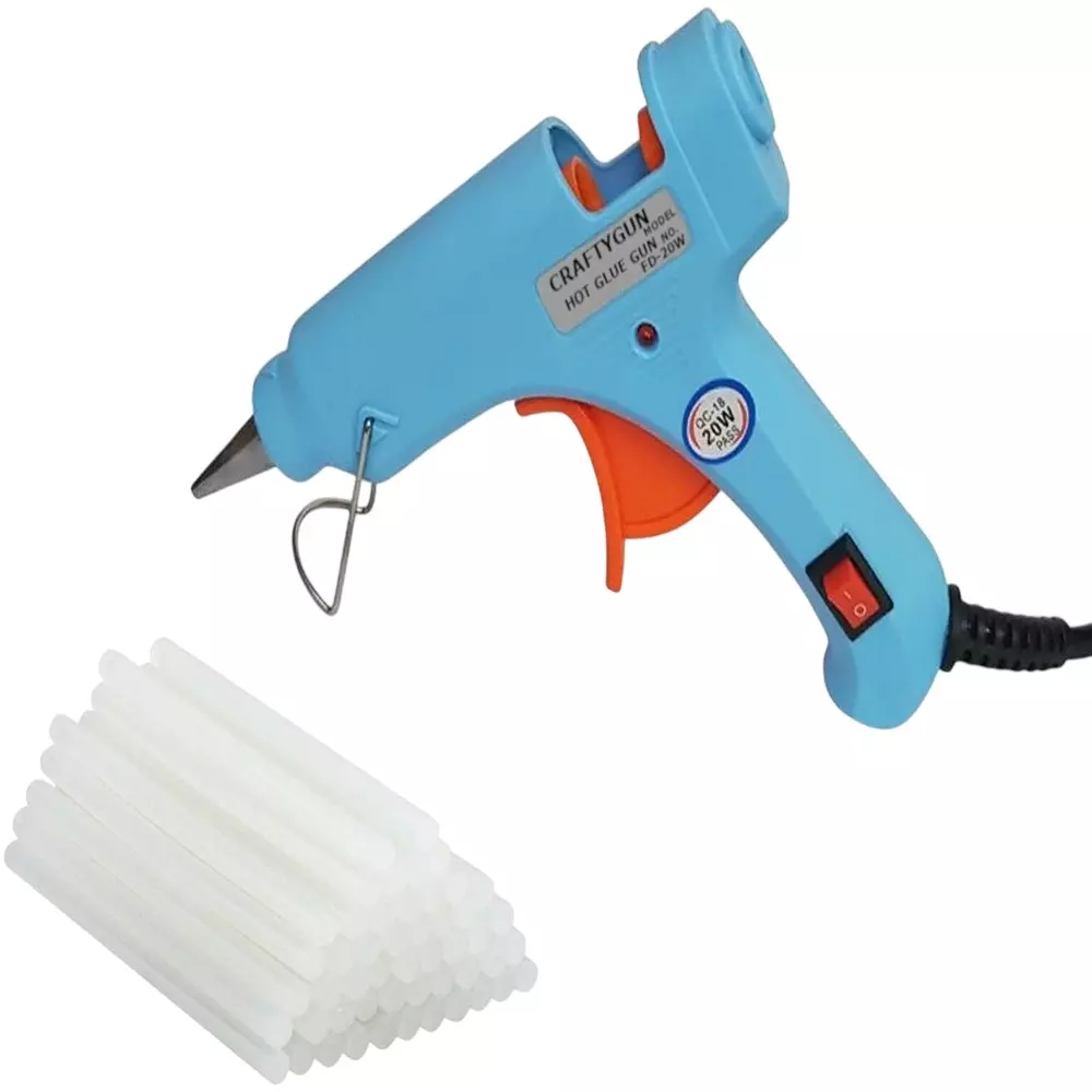 CRAFTYGUN 20 W Mini Glue Gun with 40 Sticks Sky Blue 7 mm Stick Diameter, SH_SSKYBLU--MINI-40-STKKS-20WT