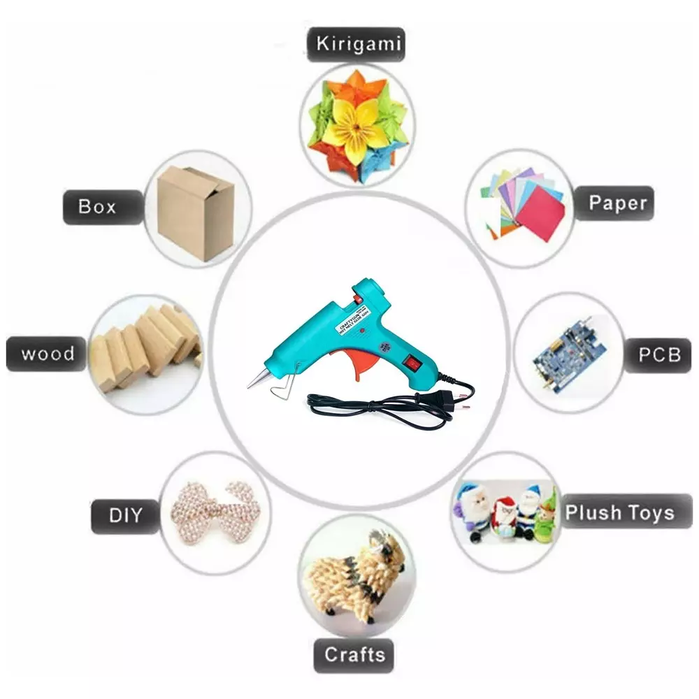 CRAFTYGUN 20 W Mini Glue Gun with 6 Sticks Turquoise 7 mm Stick Diameter, SH_TURQISS--MINI-6-STKKS-20WT