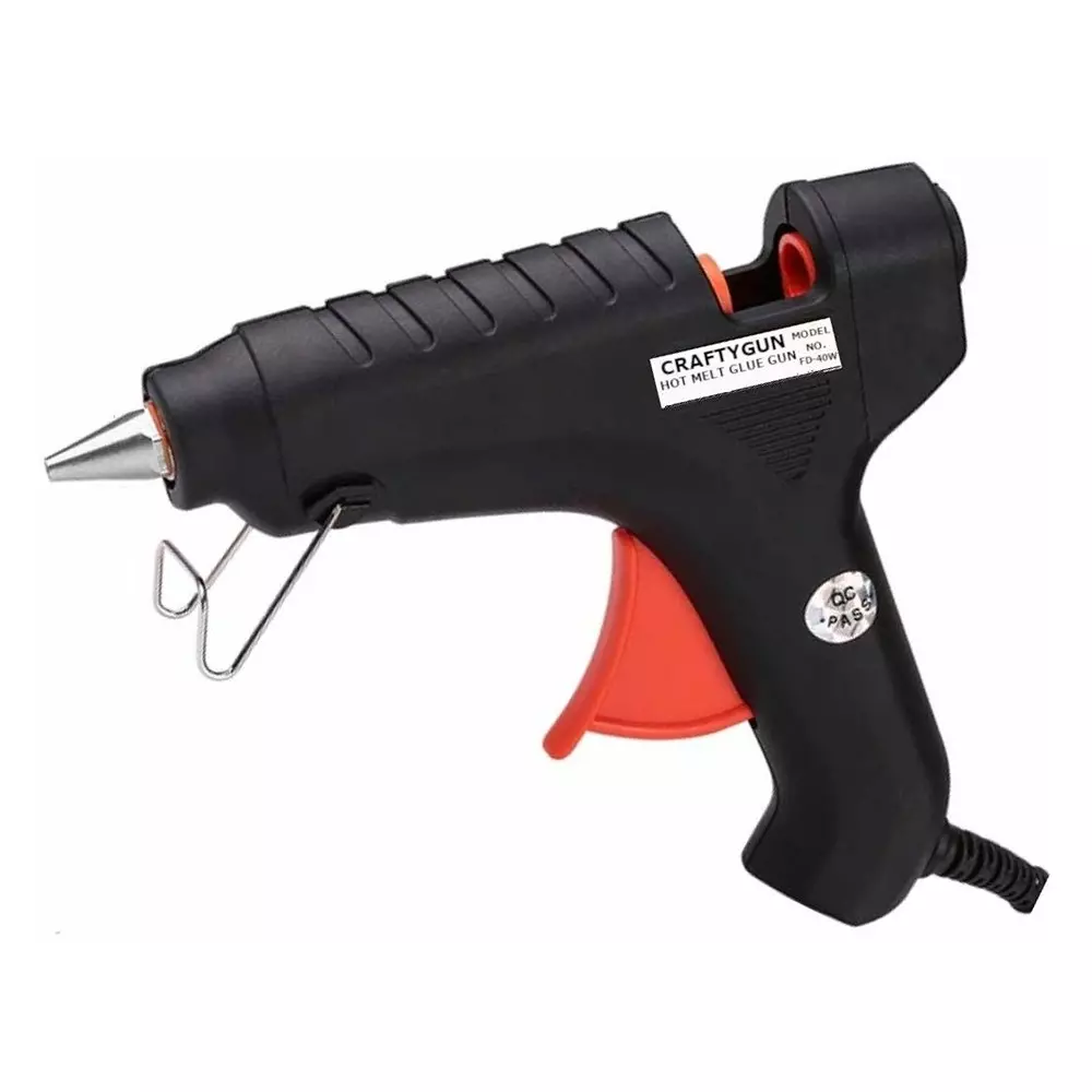 CRAFTYGUN 40 W Standard Temperature Hot Melt Glue Gun Black 11 mm Stick Dia., BLACK40W-0ST-(RED-TRIGGER)-(CRAFTY-GUN)