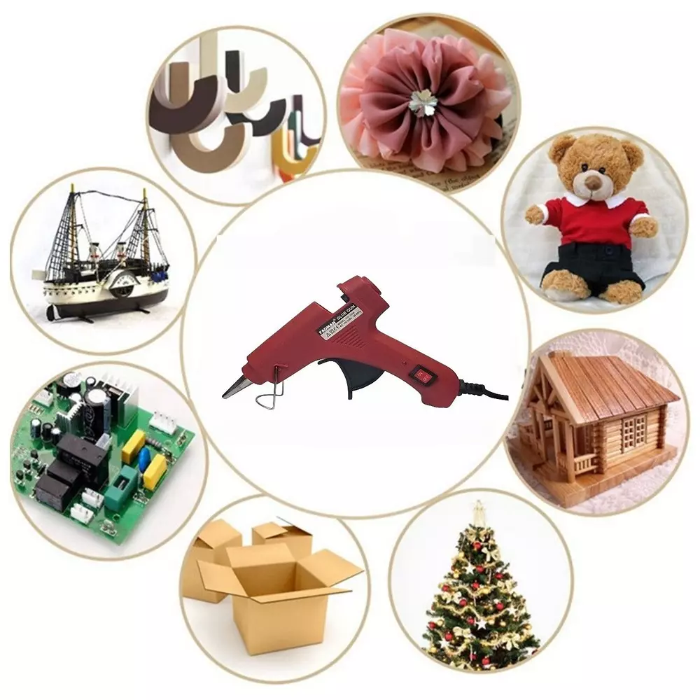 Fadman 20 W Standard Temperature Hot Melt Mini Glue Gun with 8 Stick Red 7 mm Stick Dia., 56-Redmini-20wt-8-St