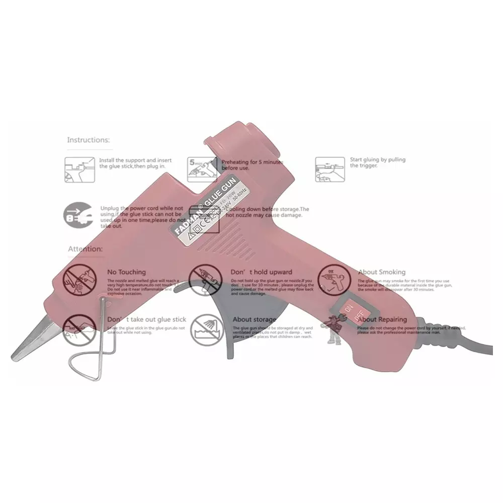 Fadman 20 W Standard Temperature Hot Melt Mini Glue Gun with 8 Stick Red 7 mm Stick Dia., 56-Redmini-20wt-8-St