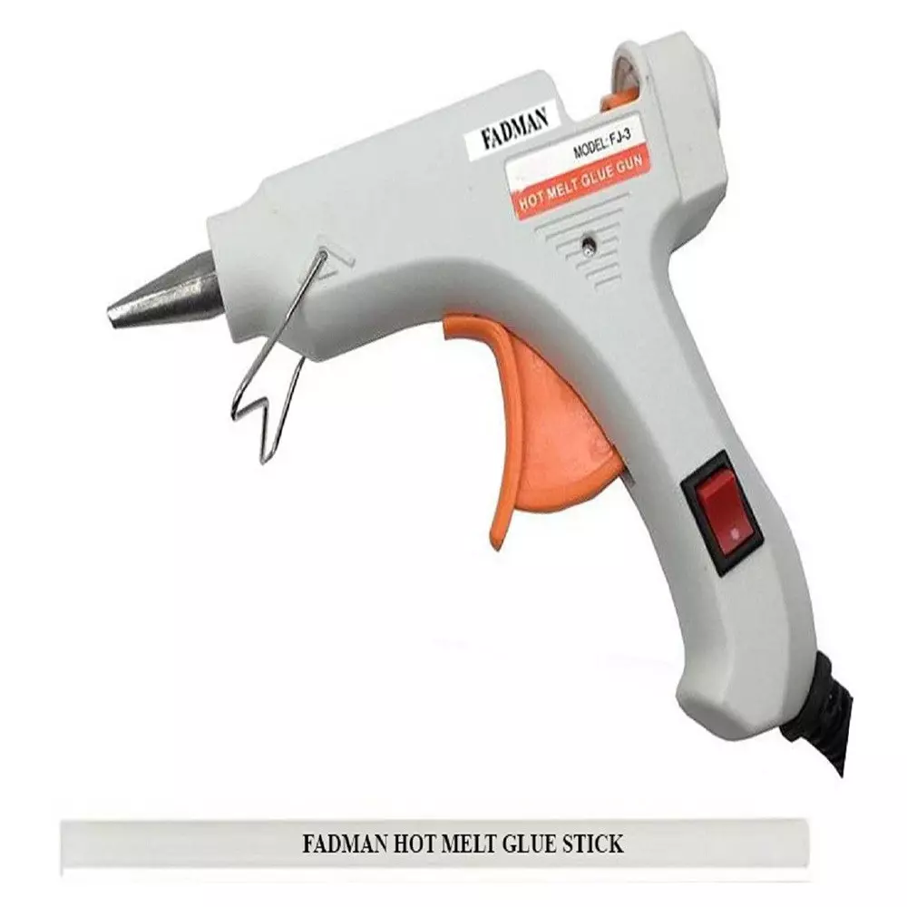 Fadman 20 W Standard Temperature Hot Melt Mini Glue Gun with 1 Stick White 7 mm Stick Dia., WH20wattmini1Stc