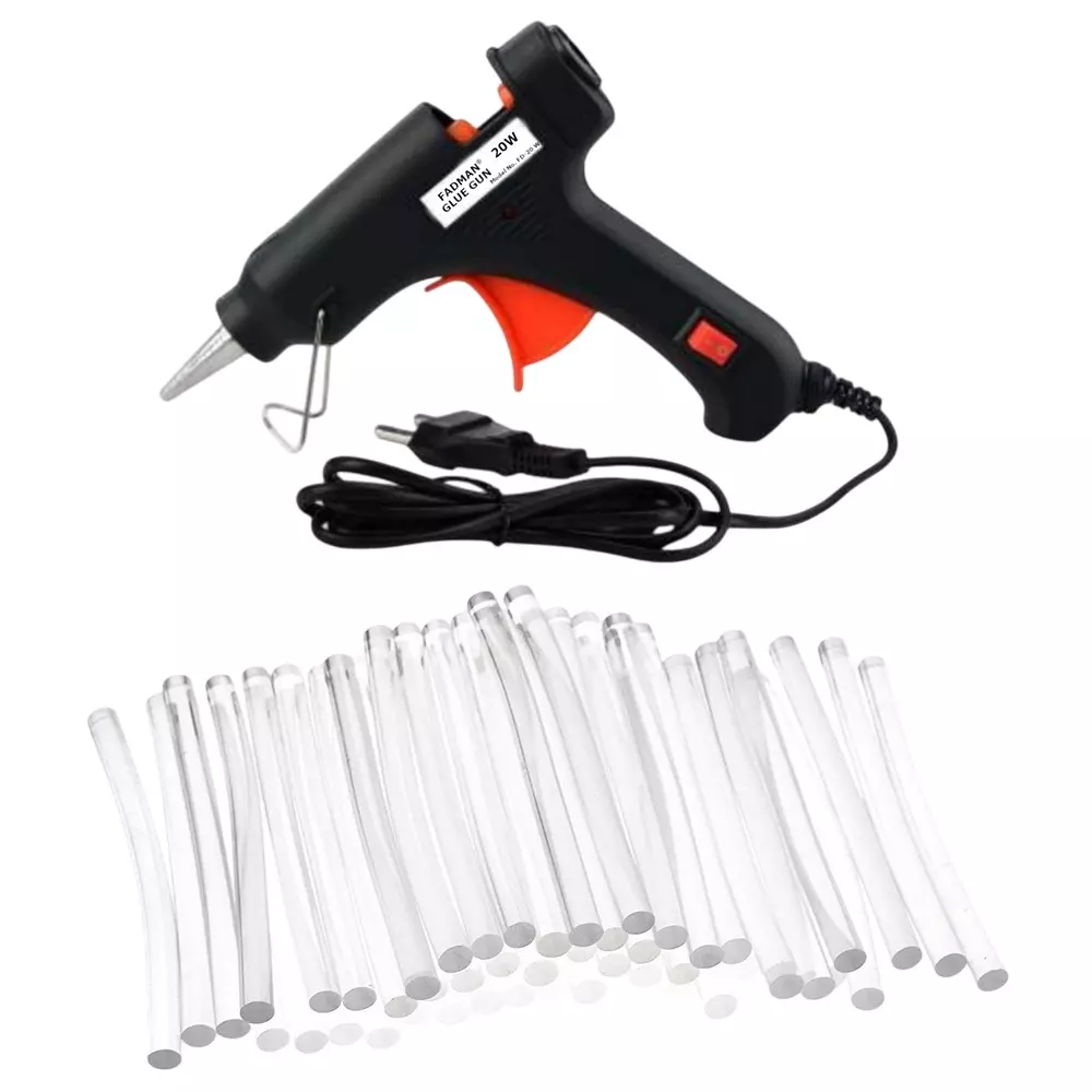 Fadman 20 W Hot Melt Mini Glue Gun with 50 Sticks Standard Temperature Black 7 mm Stick Dia., (50)FD-20W BLACK -50-ST