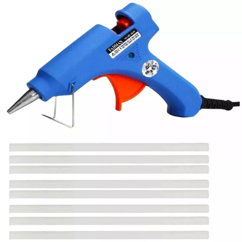 Fadman 20 W Hot Melt Glue Gun with 8 Sticks Standard Temperature Blue 7 mm Stick Dia., bl20wttmini8s