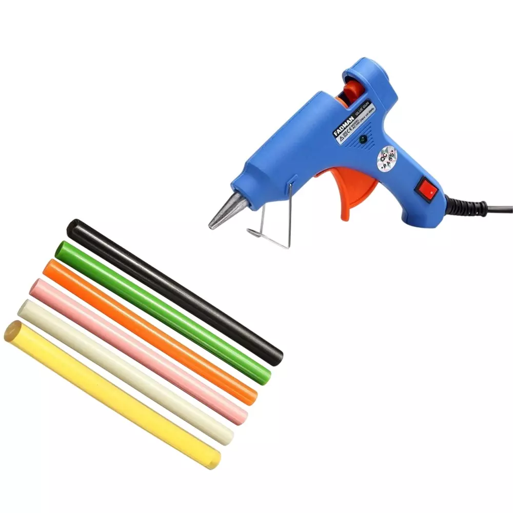 Fadman 20 W Hot Melt Mini Glue Gun with 6 Florent Adhesive Sticks Blue 7 mm Stick Dia., SH_6FLORRENT-76LIST-MINI-BLUE20WATT