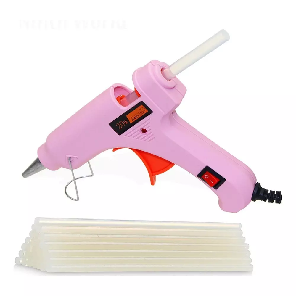Fadman 20 W Mini Glue Gun with 10 Sticks Standard Temperature Pink 7 mm Stick Dia., PINKMINIGUN-10STKS