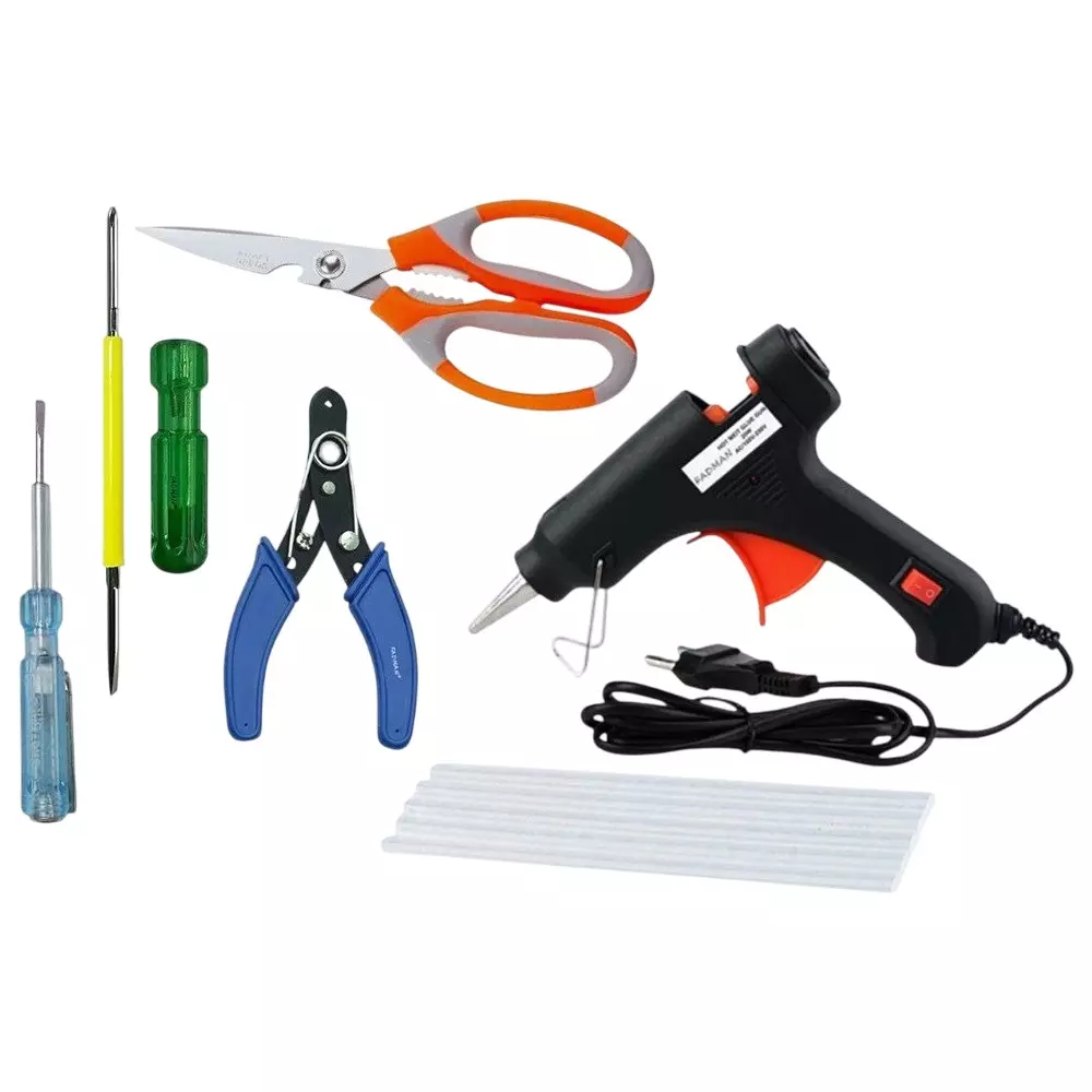 Fadman Standard Temperature 20 W Glue Gun with 5 Sticks Combo Kit Multicolor, GGS6KQDJ (6 Pcs Tool)