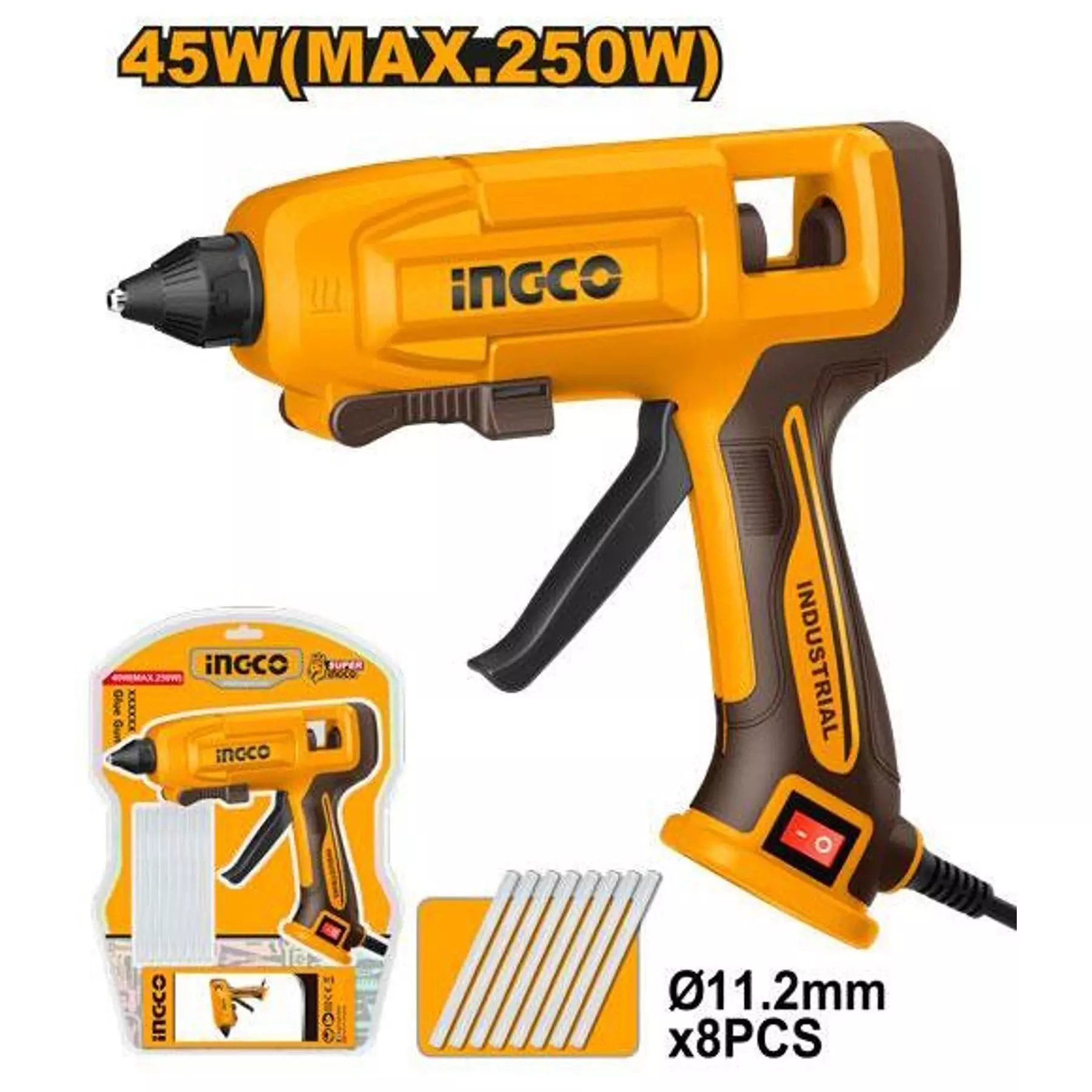 ingco-glue-gun-45-w-input-power-220-240-v-voltage-20-30-gmin-gluing-capacity-with-150-mm-glue-sticks-gg408