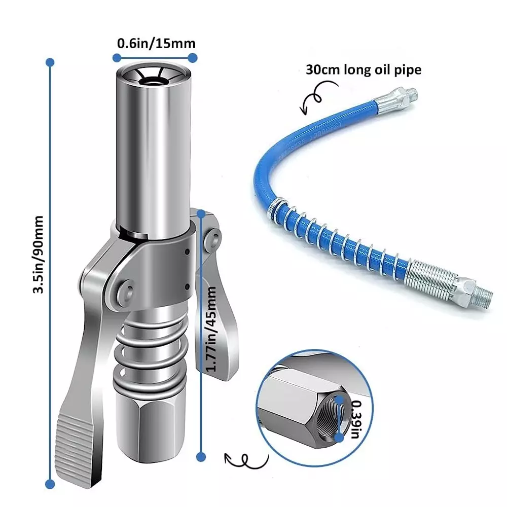 veltrix-grease-gun-coupler-with-10000-psi-30-cm-flex-hose-quick-release-locking-nozzle-18-inch-npt-for-manual-air-electric-grease-guns