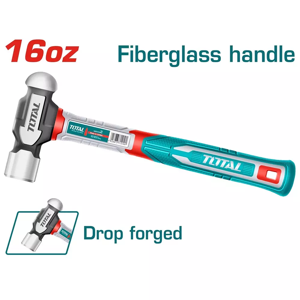 total-ball-pein-hammer-drop-forged-carbon-steel-head-fiberglass-handle-16-oz-450-g-thbph61016