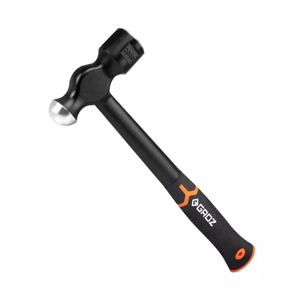Groz Ball Pein Hammer Anti-Shock Steel Handle 50–58 HRC Hardness 900 g Head Weight Black, BPLV/32/15