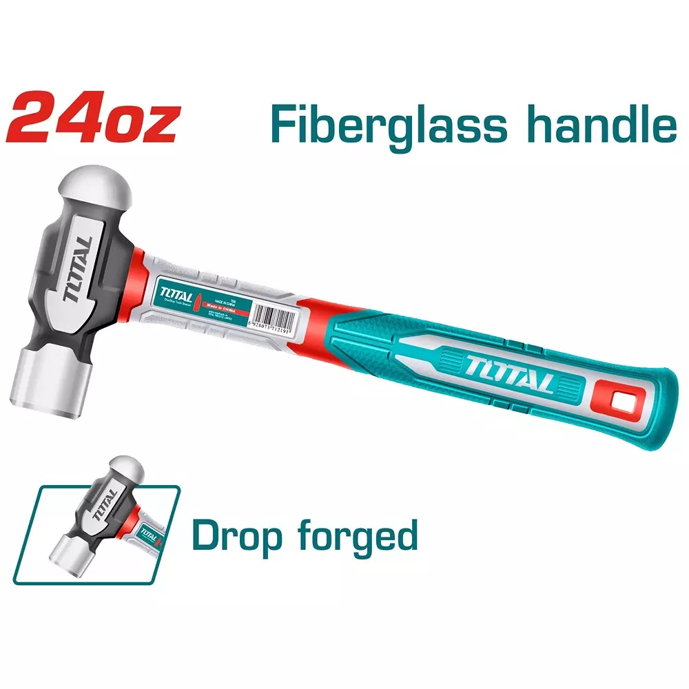 total-ball-pein-hammer-drop-forged-carbon-steel-head-fiberglass-handle-24-oz-660-g-thbph61024