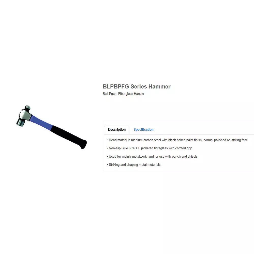 blue-point-ball-pein-hammer-with-fiberglass-handle-medium-carbon-steel-head-and-907-g-32-oz-size-blpbpfg32