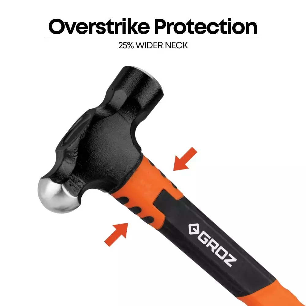 groz-ball-pein-hammer-fiberglass-handle-5058-hrc-hardness-113-g-head-weight-black-orange-bpfg411