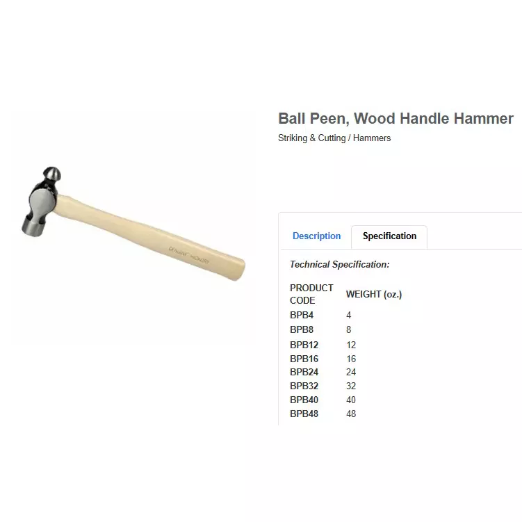blue-point-ball-pein-hammer-with-wooden-handle-steel-head-and-113-g-4-oz-size-bpb4