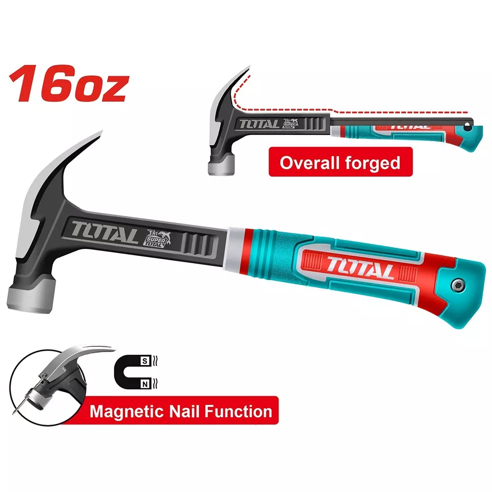 total-claw-hammer-drop-forged-carbon-steel-head-magnetic-nail-holder-durable-handle-16-oz-450-g-345-mm-length-thch61016l