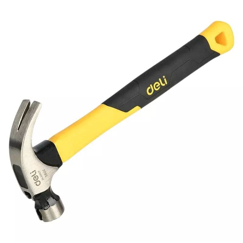 DELI Multifunctional Claw Hammer 16 Oz (453 g) with Unique Design Fiberglass Handle, EDL5002F