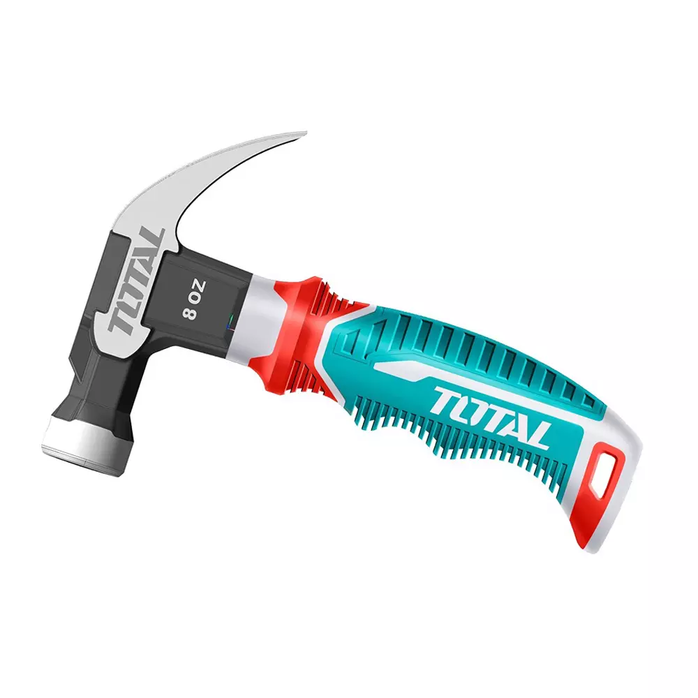 Total Claw Hammer Drop-Forged Carbon Steel Head with Magnetic Nail Holder Fiberglass Handle 8 oz (220 g), THCH61008