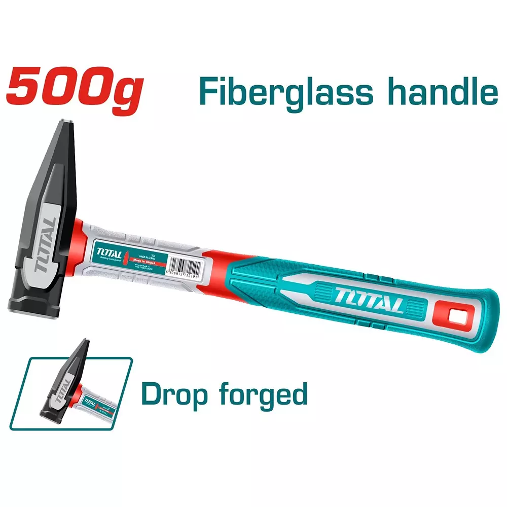 total-machinist-hammer-drop-forged-carbon-steel-head-fiberglass-handle-500-g-thmh62500