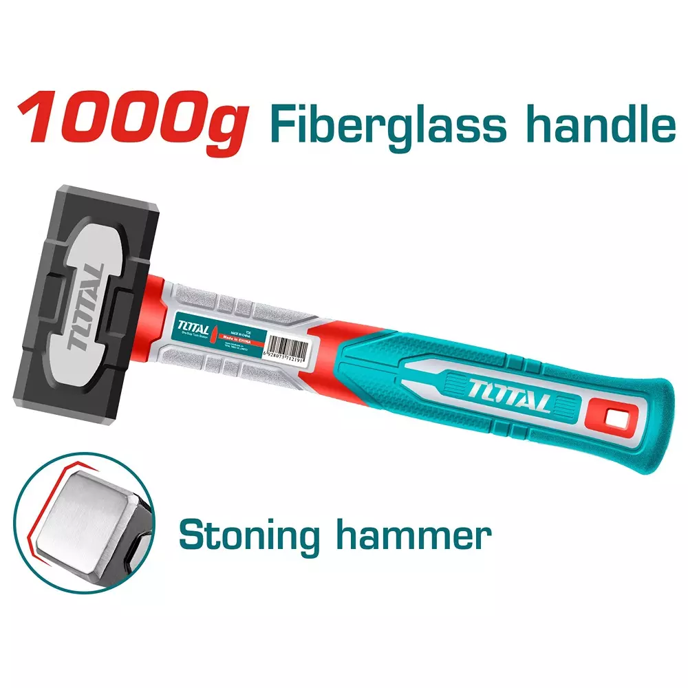 total-stoning-hammer-with-fiberglass-handle-innovated-drop-forged-hammer-head-carbon-steel-1-kg-thsth61000
