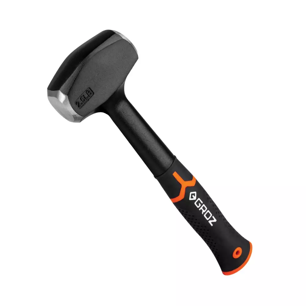Groz Drilling Hammer Anti-Shock Steel Handle 50–58 HRC Hardness 1.1 Kg Head Weight Black, DHLV/2.5/12