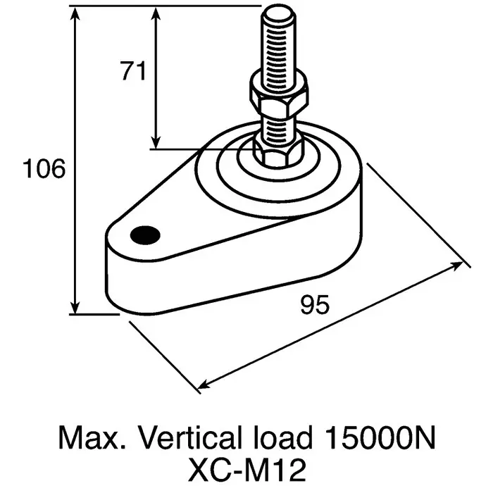 FlexLink M8 Thread Adjustable Foot 11 mm Groove, XCFS 8X40X43