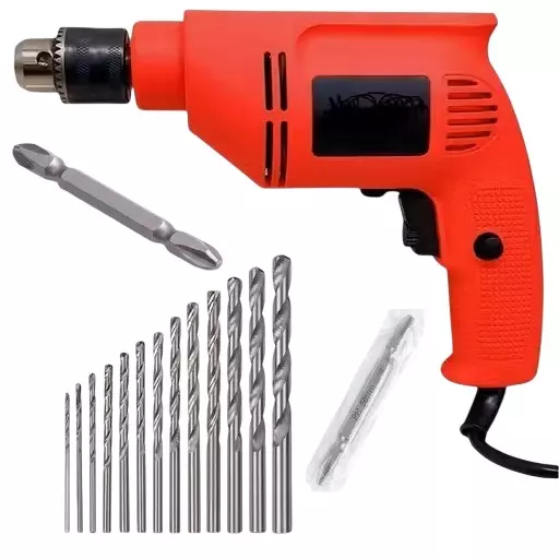 GENERIC Reverse Forward Powerful Drill Machine 10 mm Chuck Size with HSS Drill Bits & 65 mm Screwdriver Bits