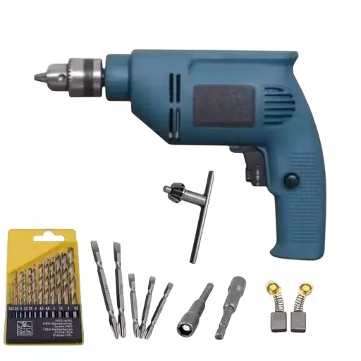 GENERIC Reverse Forward Powerful Drill Machine 600 W 0-2800 RPM 10 mm with HSS Drill Bit, 8x65 mm Nut Setter, (+)(-) 100 mm & (+)(-) 65 mm Screwdriver Bits
