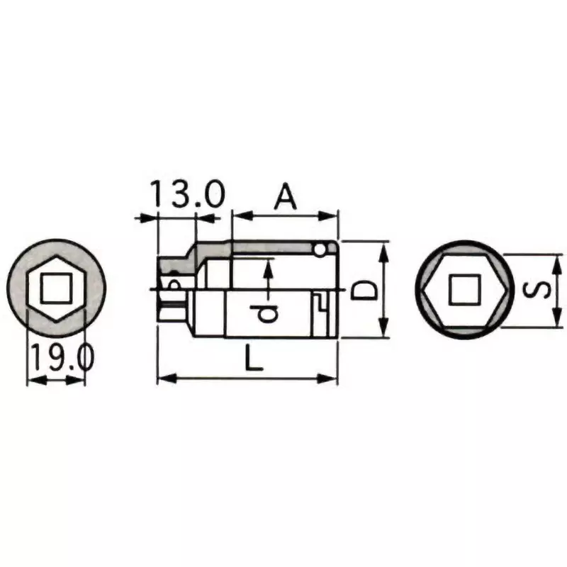 TONE Sensor Socket 6 Corners 9.5 mm, 3SEN-19